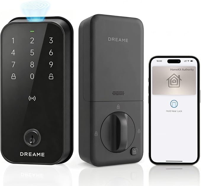 Dreame Turbo Lite Smart Wi-Fi Door Lock, Fingerprint Keyless Entry Deadbolt for Front Door, Built-in Wi-Fi, Keypad Smart Lock, Works with Apple Home, Auto Lock, IP54 Waterproof, 12-Month Battery Life by Dreame