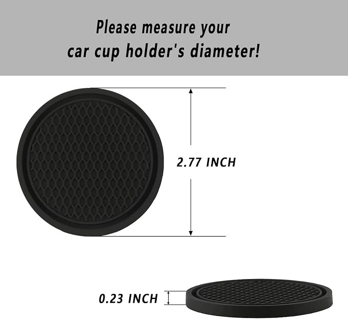 ZSDY Car Cup Coaster, 4PCS Universal Auto Non-Slip Cup Holder Embedded in Ornaments Silicone Coaster, Car Interior Accessories Sets, Black - Image 4