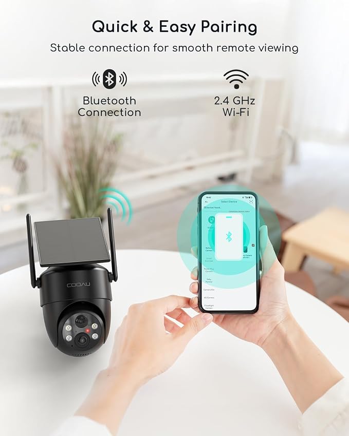 COOAU Solar Security Cameras Wireless Outdoor – Low-Light Rechargeable​​, Easy to Install, 2K 360° Camera for Home Security, Surveillance Cam with AI Smart Detection, Color Night Vision, IP66, Alexa - Image 9