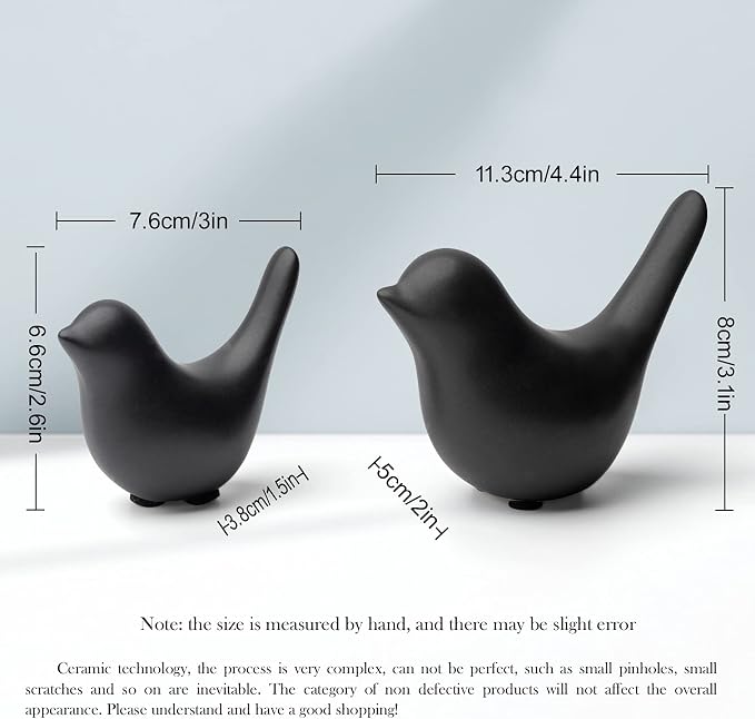 Notakia Small Birds Statues Home Decor Modern Style Decorative Ornaments for Living Room Decor, Bedroom, Office Desktop, Cabinets (Black 2Pcs Birds) - Image 6