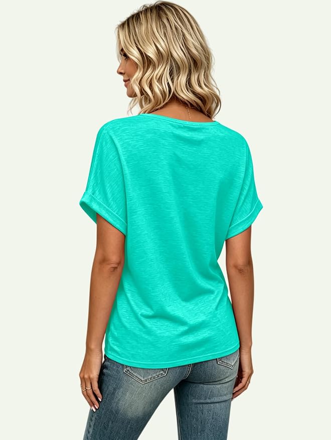 T Shirts Short Sleeve V Neck Tees Womens Tops Beach Vacation Fashion Clothes 2026 Casual Summer Spring Fall Outfits - Image 4