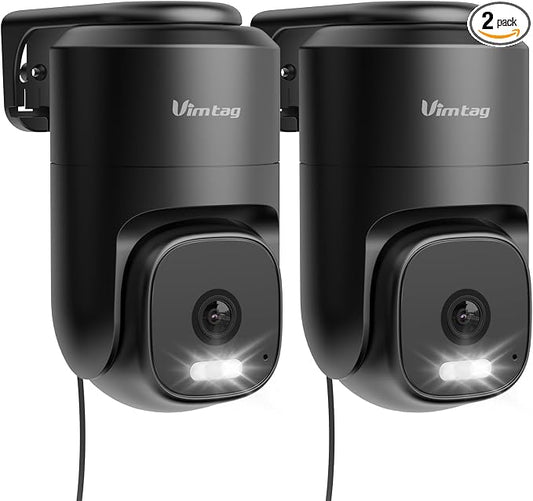 VIMTAG 2.5K 4MP Outdoor Security Camera, Pan/Tilt WiFi Home CCTV Camera, 360° View & Motion Tracking, Color Night Vision, 2-Way Audio, AI Detection Alarm, IP66, Cloud & SD Card Storage, Works w/Alexa by Vimtag