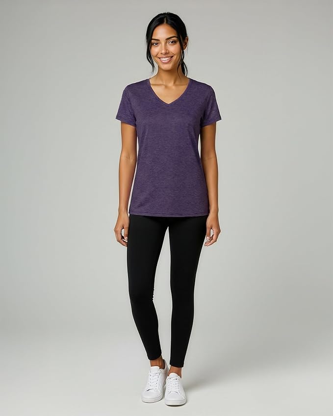 5 Pack Women's Dry Fit V Neck Workout Tops T Shirts Athletic Gym Yoga Tees | Available In Plus Size, Cooling Moisture-Wicking, Short Sleeve, Quick-Dry, Fitness, Stretch, Exercise, Running, Hiking - Image 7