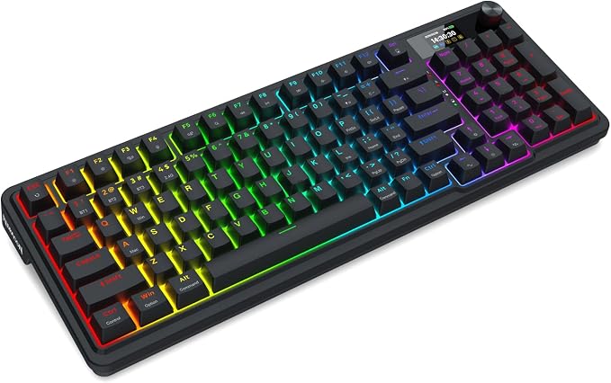 Redragon K719 PRO Wireless 95-Key Gasket Gaming Keyboard, TFT Screen & Knob | Easy-Control LED Info Display, 0-Delay Tri-Mode, Cushioned 5-Layer Noise Dampening for Creamy Thocky Sound, Practical 95 keys - Image 9
