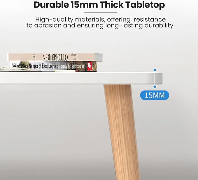 Modern White Wooden Computer Table, 40" L x 20" W x 30" H inches – Durable and Stylish Desk for Home Office, Bedroom, or Study - Image 6