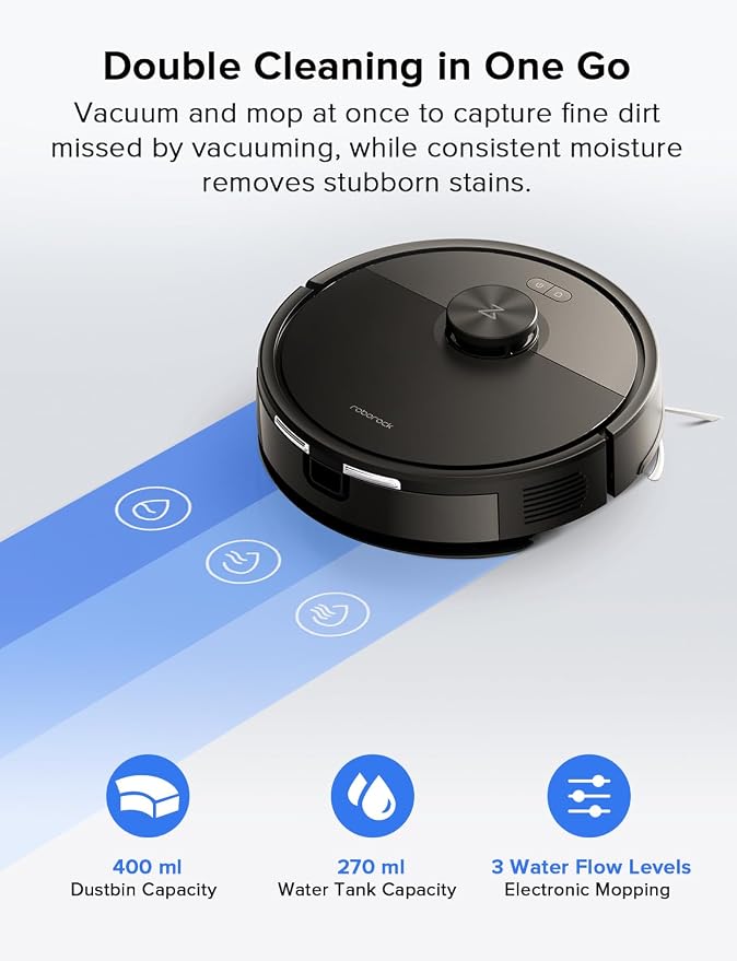 roborock Q7 L5 Robot Vacuum and Mop Combo, 8,000Pa Suction | Upgraded from Q5 Pro, Dual Anti-Tangle System, LiDAR Navigation, Multi-Level Mapping, Self-Charging Robotic Vacuum, Black - Image 4