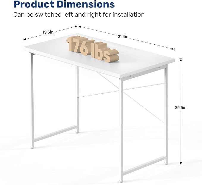 Small Space Writing Desk with Headphone Hooks, Modern Simple Design, Suitable for Study, Home Office and Living Room - Image 3