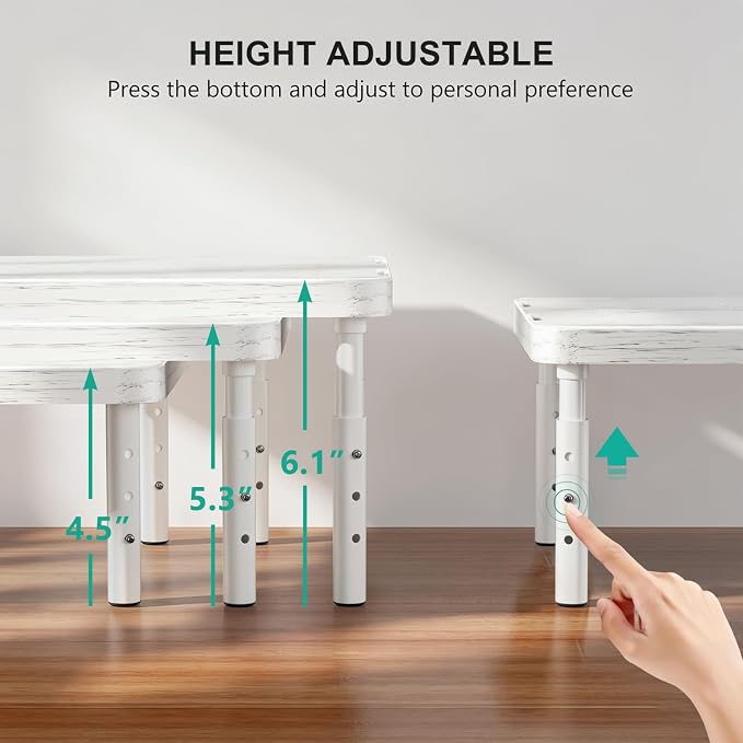 WALI Computer Monitor Stand for Desk, Adjustable Laptop Riser, Desk Monitor Stand Underneath Storage for Office, School Supplies (PTT001-M), 1 Pack, Marble - Image 4
