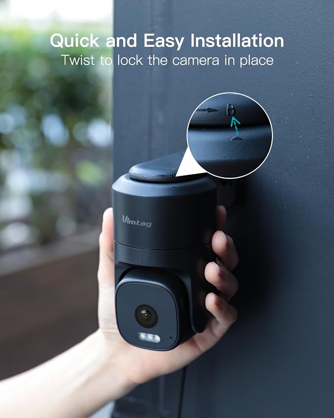 VIMTAG 2.5K 4MP Outdoor Security Camera, Pan/Tilt WiFi Home CCTV Camera, 360° View & Motion Tracking, Color Night Vision, 2-Way Audio, AI Detection Alarm, IP66, Cloud & SD Card Storage, Works w/Alexa - Image 14