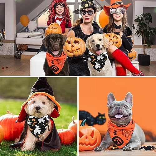 Vivifying 2 Pack Halloween Dog Bandanas, Spooky and Pumpkins Pattern - Image 5