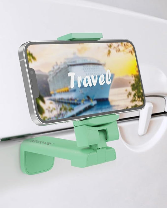 MiiKARE Travel Essentials Airplane Phone Holder, Universal Handsfree Phone Mount for Flying with 360 Degree Rotation, Travel Must Haves Phone Stand for Desk, Tray Table, Green by MiiKARE