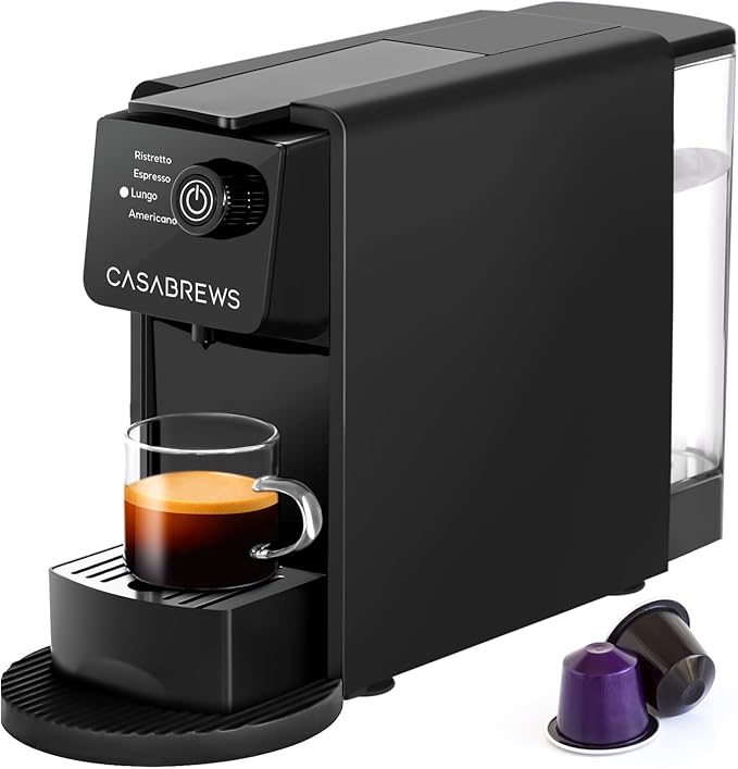 CASABREWS CM7036E 20Bar Espresso Machine for Nespresso Original Pods | Compact Capsule Coffee Machine with 21oz Removable Water Tank, Black Espresso Maker with 4 Brewing Modes for Home or Office by CASABREWS