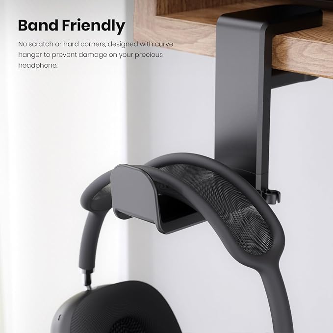 3in1 Rotating Headphone Holder - EURPMASK 3in1 PC Gaming Headset Holder w/Detachable Controller Holder, Adjustable Clamp-on Headset Stand,Headphone Hanger Hook Under Desk w/Cable Clip Organizer,Black - Image 6