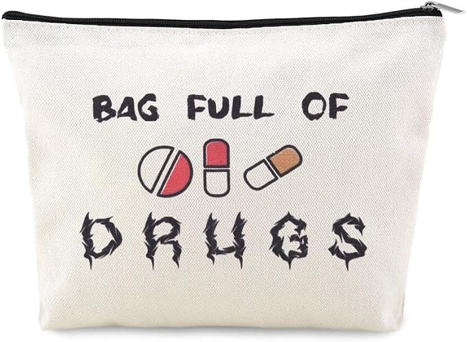 Travel Medicine Bag for Family Pharmacist Nurse Practitioner Gifts for Women Funny Meds Pouch Dental Medical Physician Assistant Makeup Bag Canvas Medication Carrying Pouch Emergency Pouch for School by YangQian
