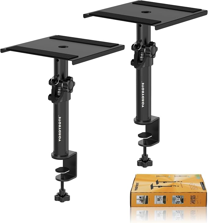 Vondynote Set of 2 Desktop Clamp Speaker Stands Short Studio Monitor Stands Height Adjustable by Vondynote