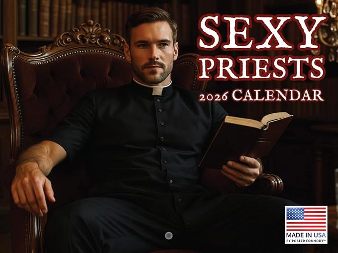 Hot Priest Calendar 2026 Monthly Wall Calender 12 Month | American Made In The USA by PosterFoundry