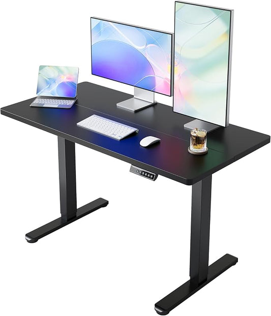 HUANUO 43 x 24 inch Electric Standing Desk Adjustable Height, 4 Memory Height Settings, Sit Stand Up Desk for Home Office & Computer Workstation, Black by HUANUO