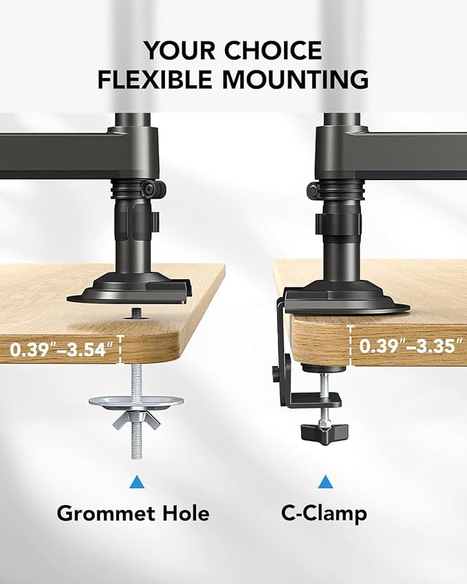 HUANUO 17-32 Inch Dual Monitor Stand, Vertical Dual Monitor Mount, Monitor Stand 2 Monitors, Ergonomic Adjustable Tilt/Swivel/Rotate, Weight Max 19.8 lbs, VESA 75/100mm - Image 7