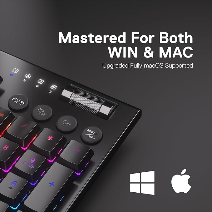 Redragon K618 PRO Wireless Ultra-Thin Gaming Keyboard, Macro & Media Scroll | 0-Delay Tri-Mode, 5 On-Board Keybinding G Buttons for MMO MOBA Games, Dedicated Media Control, Easy-Switch Win/Mac Compatible - Image 3