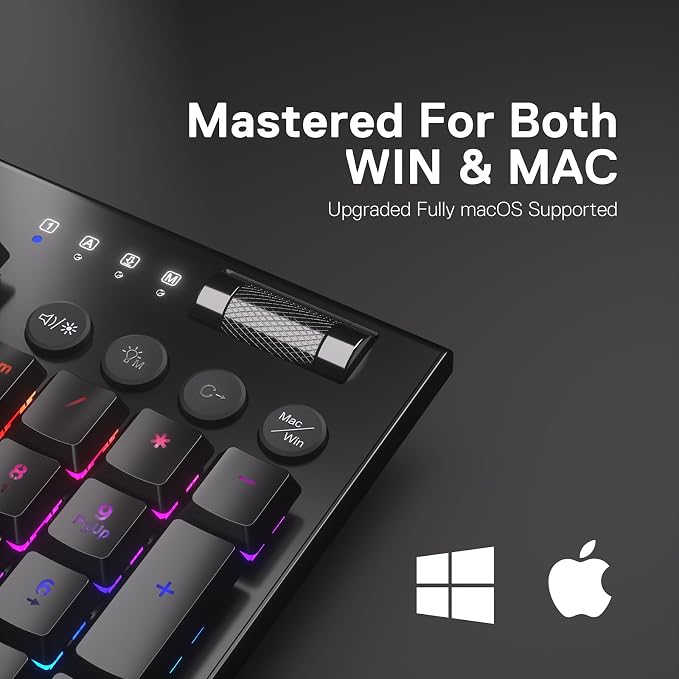 Redragon K618 PRO Wireless Ultra-Thin Gaming Keyboard, Macro & Media Scroll | 0-Delay Tri-Mode, 5 On-Board Keybinding G Buttons for MMO MOBA Games, Dedicated Media Control, Easy-Switch Win/Mac Compatible - Image 3