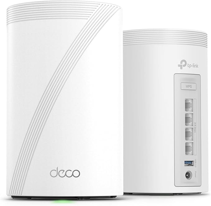 TP-Link Deco 7 Pro BE63 Tri-Band WiFi 7 BE10000 Whole Home Mesh System- 6-Stream 10 Gbps, 4x2.5G Ports Wired Backhaul, 4X Smart Internal Antennas, VPN, HomeShield, Free Expert Support (2-Pack) by TP-Link