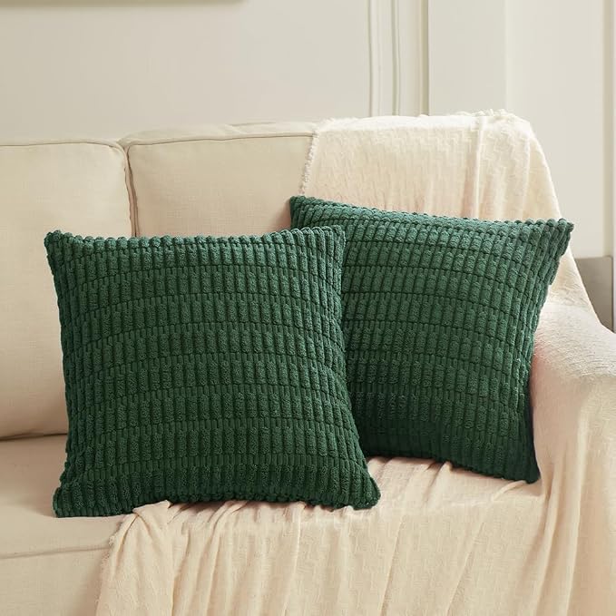 Fancy Homi 4 Packs Decorative Throw Pillow Covers for Living Room Couch Bed, Modern Farmhouse Boho Home Décor Accent Cushion Case, 22" x 22", Dark Green - Image 7