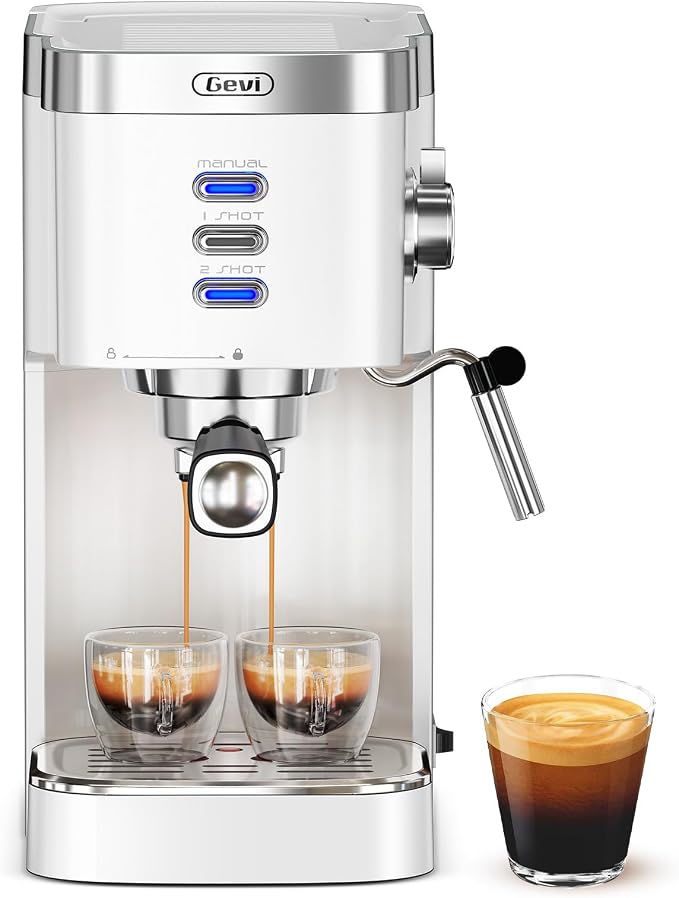 Gevi 20 Bar Compact Espresso Machine with Milk Frother for Latte&Cappuccino | Budget under$150; Removable Water Tank; Produce Good Crema; Include Necessary Accessories; Can Make Americanos; Easy to Clean by Gevi