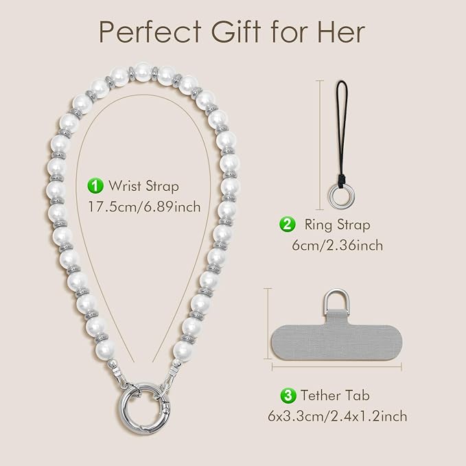 SURPHY Phone Charm, Handmade Beaded Phone Wrist Strap with Tether Tab | Phone Charm Strap, Phone Chain with Premium Metal Buckle, Wrist Strap Fits Cellphone Cases, Wallets, Bags, Keys - Image 2