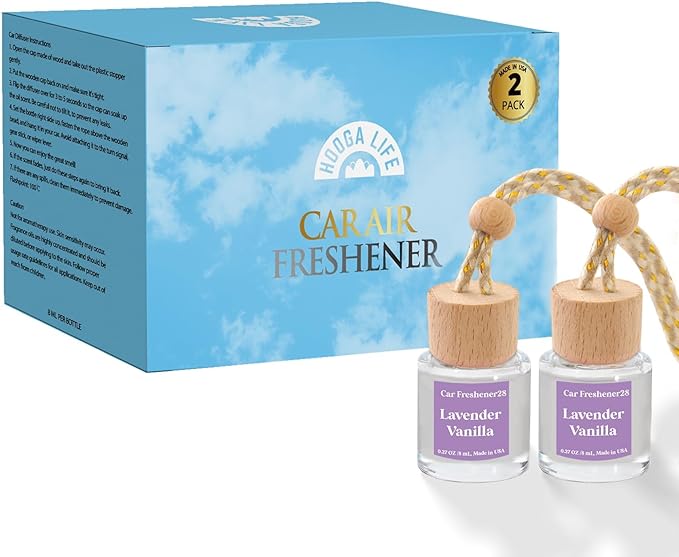 HoogaLife Car Air Freshener Diffuser 2 Pack Hanging Air Freshener Diffuser -Lavender Vanilla Fragrance Oil Air D iffuser for Car, 45+ days Long Lasting Fragrance Made in USA C ar Air Fresheners (L28) - Image 5