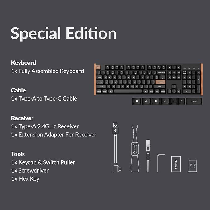 Keychron K10 HE Hall Effect Keyboard Wireless, Magnetic Switch Hot Swappable, Adjustable Actuation Rapid Trigger Mode with Aluminum + Wood Frame, Full-Size Custom RGB for Mac Windows Linux - Black - Image 9