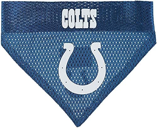 NFL DOG BANDANA - INDIANAPOLIS COLTS REVERSIBLE PET BANDANA. 2 Sided Sports Bandana with a PREMIUM Embroidery TEAM LOGO, Small/Medium. - 2 Sizes & 32 NFL Teams available by PETSFIRST