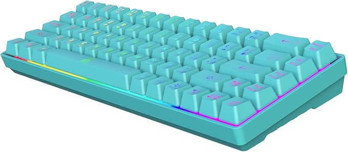 Snpurdiri 65% Membrane Gaming Keyboard, RGB (68 Keys,Blue) | Compact Wired Small Gaming Keyboard for PC/Mac Gamer, Typist, Travel, Easy to Carry on Business Trip - Image 2