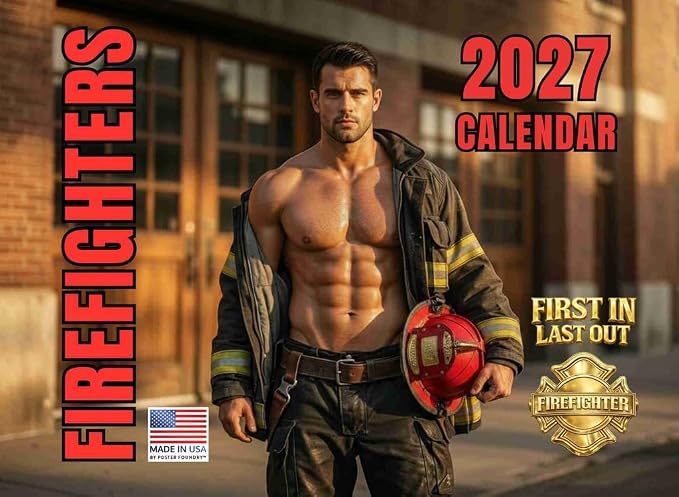 Sexy Fireman Calendar 2027 Hot Firefighter Monthly Wall Calender 12 Month by PosterFoundry