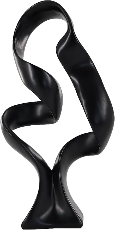 15" Modern Abstract Ribbon Decorative Sculpture, Knot Sculptures,Home Decor,Coffee Table Statues,Dining Living Room Desk Decor（Black） by LAIKEARTS