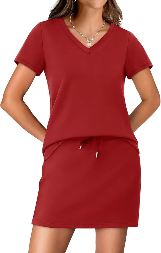 NIASHOT Two Piece Skirt Sets for Women Summer Vacation Travel Outfits Tennis Golf Skorts Versatile Lounge Sets - Image 2