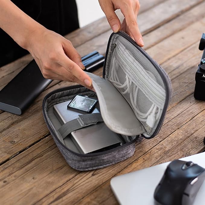 4Pcs Electronic Organizer Bag,Small Travel Tech Cable Organizer Pouch, Waterproof Travel Cord Organizer Portable Carrying Case Portable for Cord Charger Earphone USB SD Card Cables Power Bank,Grey - Image 9
