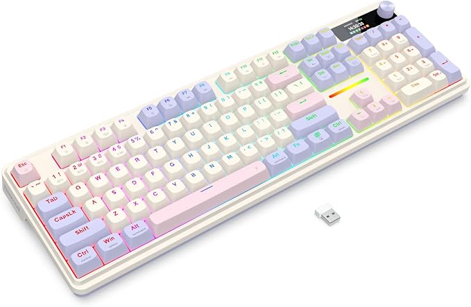 Redragon K762 PRO Wireless 104-Key Gasket Gaming Keyboard, Screen & Knob | Easy-Control LED Info Display, 0-Delay Tri-Mode, Cushioned 5-Layer Noise Dampening for Creamy Thocky Sound, Full-Size 104-Key - Image 2