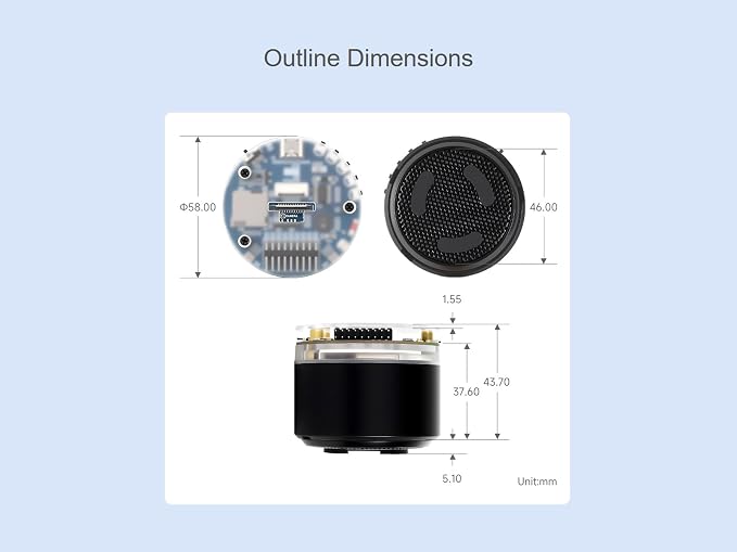 ESP32-S3 AI Smart Speaker Development Board, Supports Dual-MIC Audio Capture, AI Speech Interaction, Surround RGB Lighting, External LCD Displays and Cameras, 2.4GHz Wi-Fi & BlE 5, etc. - Image 7