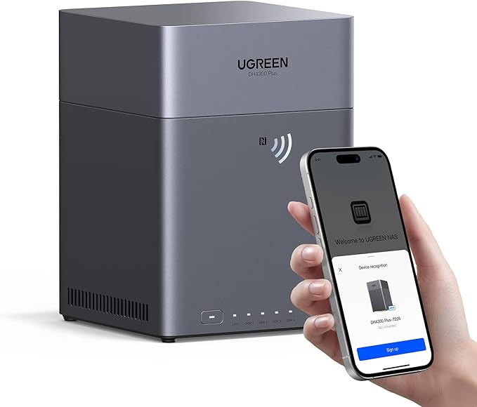 UGREEN NAS DH4300 Plus 4-Bay, Support Capacity up to 128TB (Diskless) | Remote Access, AI Photo Album, Beginner Friendly, 8GB LPDDR4X RAM, 2.5GbE, 4K HDMI, Network Attached Storage (Diskless) by Unknown