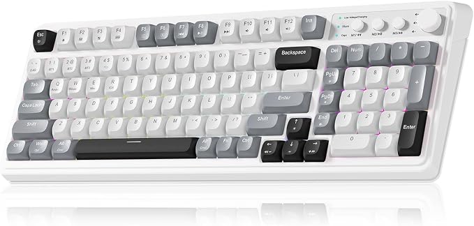 AULA S99 Wireless Keyboard,99 Key Computer Gaming Keyboards with Number Pad | RGB Backlit,Programmable,Creamy Sounding Membrane Keyboard,Tri-Mode BT/2.4GHz/USB-C,2000mAh Thocky Keyboard with Media Knob by AULA
