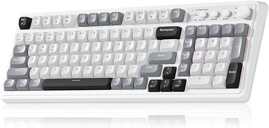 AULA S99 Wireless Keyboard,99 Key Computer Gaming Keyboards with Number Pad | RGB Backlit,Programmable,Creamy Sounding Membrane Keyboard,Tri-Mode BT/2.4GHz/USB-C,2000mAh Thocky Keyboard with Media Knob by AULA