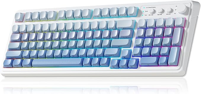 AULA S99 Gaming Keyboard, Wireless Computer Keyboards with Media Knob | 99 Keys Membrane Keyboard,RGB Backlit,Tri-Mode BT/2.4GHz/USB-C,2000mAh Rechargeable Thocky Clicky Creamy Sounding Keyboard by AULA