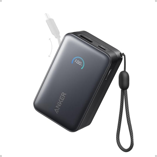 Anker Nano Power Bank, 45W 10,000mAh Portable Charger, iPhone Battery Pack | Built-In Retractable USB-C Cable, for iPhone 17 / 16 Series, iPad, Galaxy, Pixel, and More, Compact Travel Design by Unknown