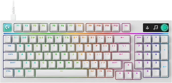 Logitech G316 X 98 Mechanical Gaming Keyboard (Linear) - White | Hot-Swappable Linear Mechanical Switches, Gasket Design, PBT Keycaps, <8Khz, LIGHTSYNC RGB, Dot-Matxix LED Display, USB-C by Unknown