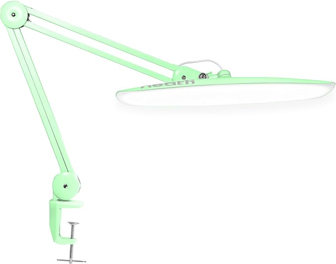 Neatfi XL 2200 Lumens 24W LED Desk Lamp – Shadow-Free Task Lighting | 4-Level Dimming | Home Office & Crafts Use | 20-Inch Wide Head (Midnight Green, Non-CCT with Clamp) by Neatfi