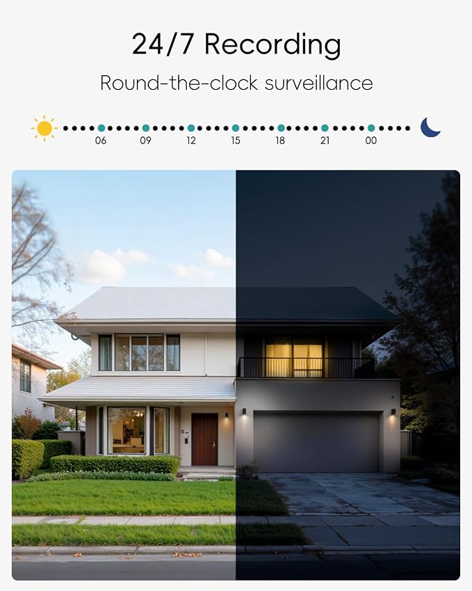 ZUMIMALL 2K 3MP Wired Camera for Home Security, 2.4G/5G WiFi Security Camera Outdoor, 24/7 Recording, AI Motion Detection, Cloud & SD Card Storage, 2-Way Audio, 360° PTZ Auto Tracking, Work with Alexa - Image 3