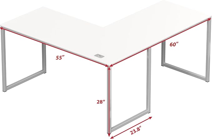 SHW Mission 55 x 60 L-Shape Home Office Computer Desk, White | Reversible Desktop Design - Image 3