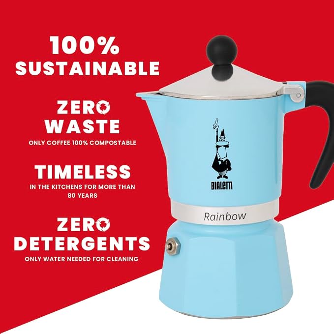 Bialetti 5043 Rainbow Espresso Maker, Light Blue - Image 5