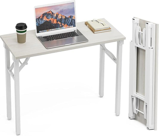 TEMI Small Computer Desk Folding Table - 35.8" Foldable Office Desk, No Assembly, Perfect for Small Spaces in Bedroom, Dorm, or Apartment, Portable Mini Desk or Study Table Compact Design, White Ash by TEMI