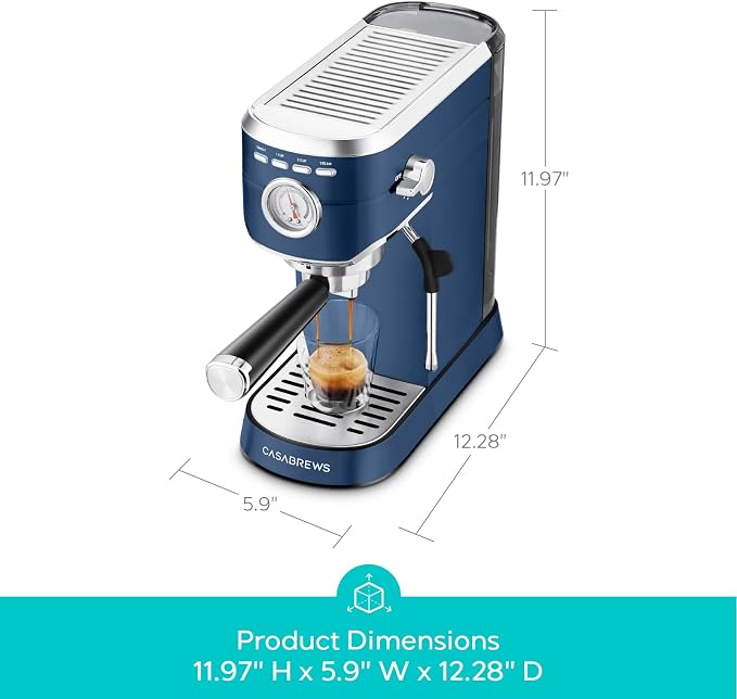 CASABREWS CM5418 Espresso Machine, Espresso Coffee Maker with Steam Wand | Stainless Steel, 20-Bar Pump, Built-in Pressure Gauge, Powerful Steam Wand for Cappuccino Latte for Home, 34oz Water Tank - Image 7